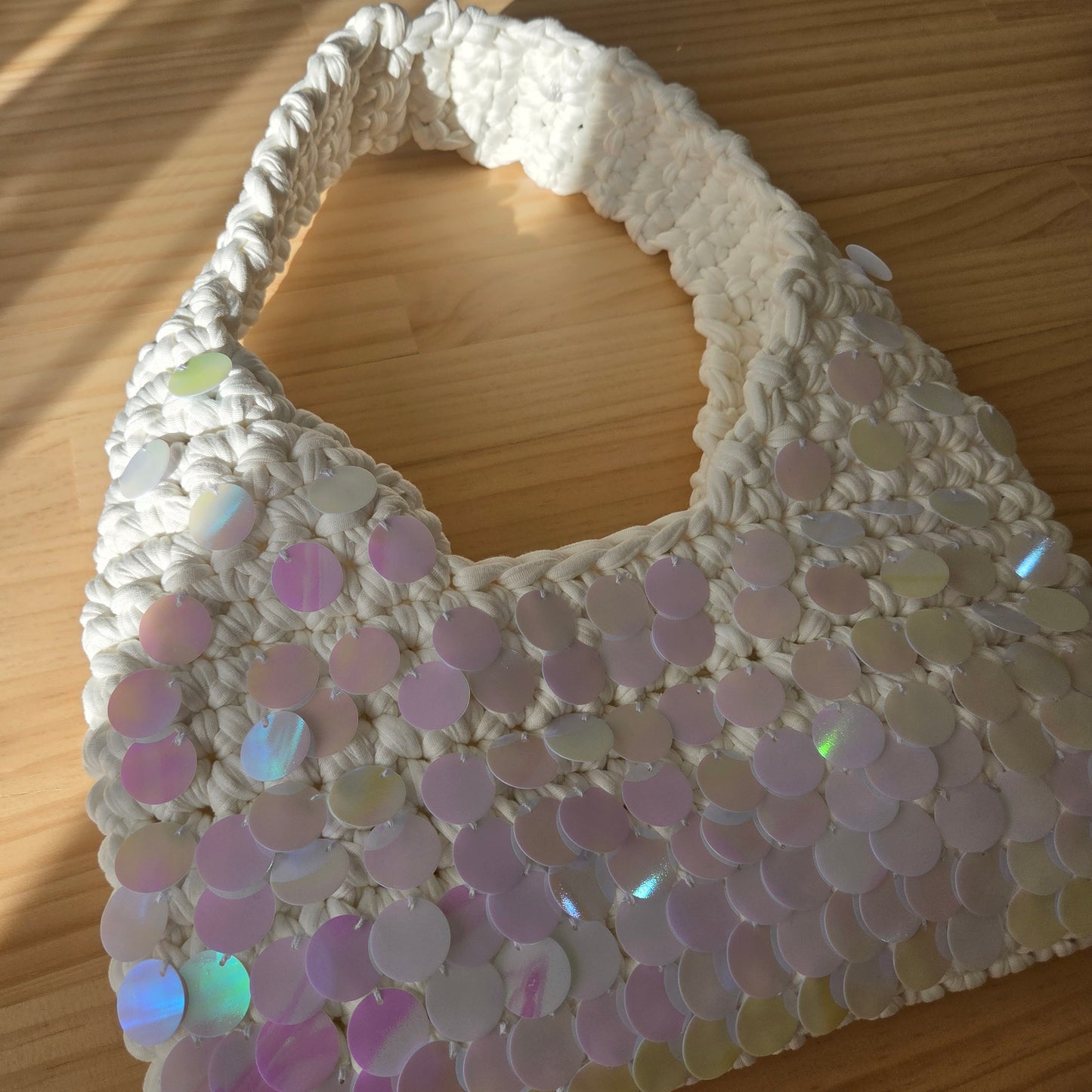 Aquamarine Shoulder Bag - White embellished