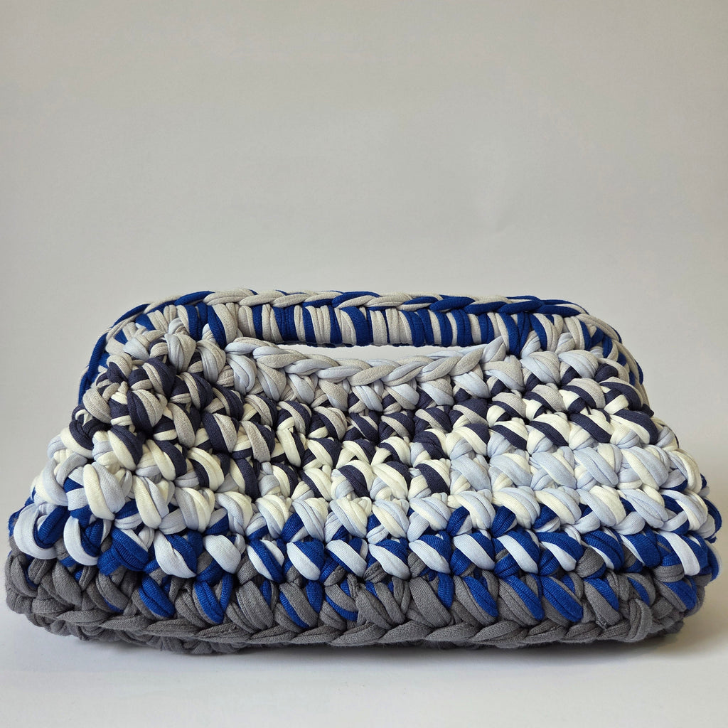 Morganite Clasp Clutch - Blue & Grey