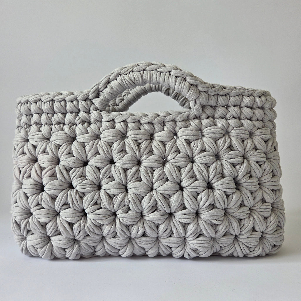 Agate Top Handle Clutch Bag - Silver grey