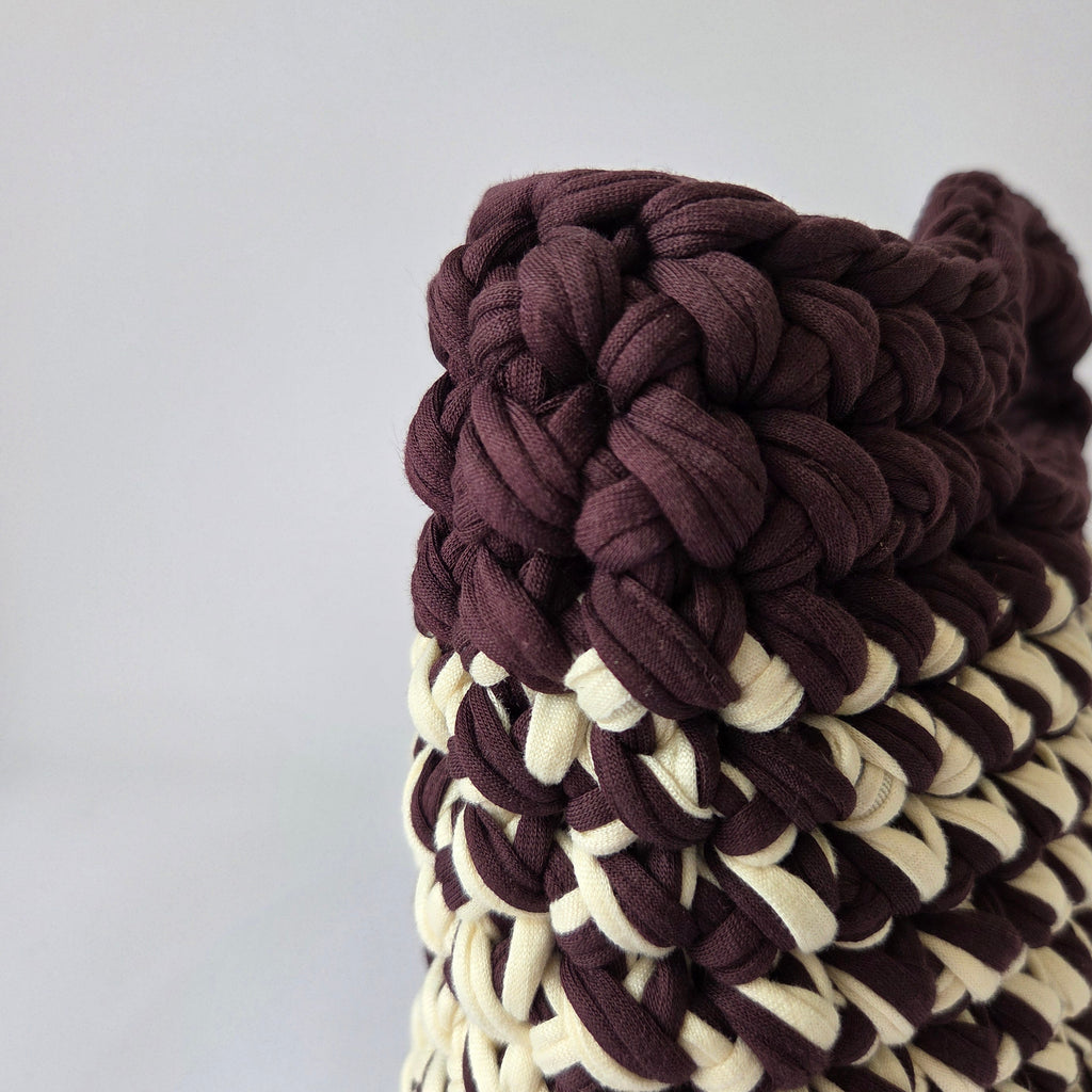 Jade Mini Top Handle Bag - Chocolate Brown & Cream