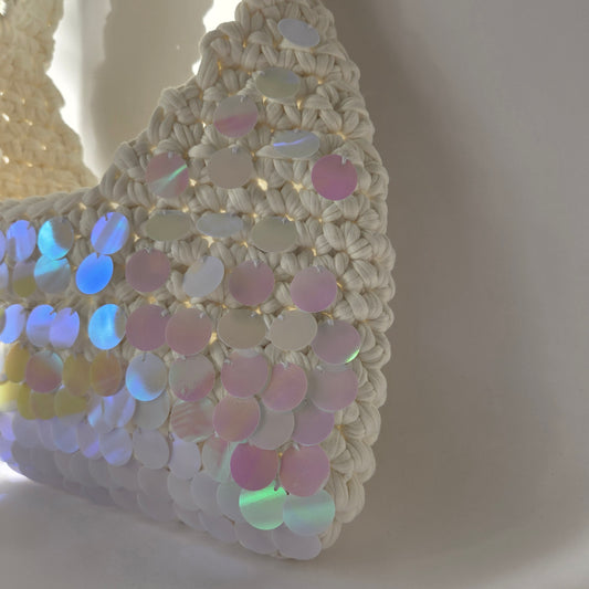 Aquamarine Shoulder Bag - White embellished