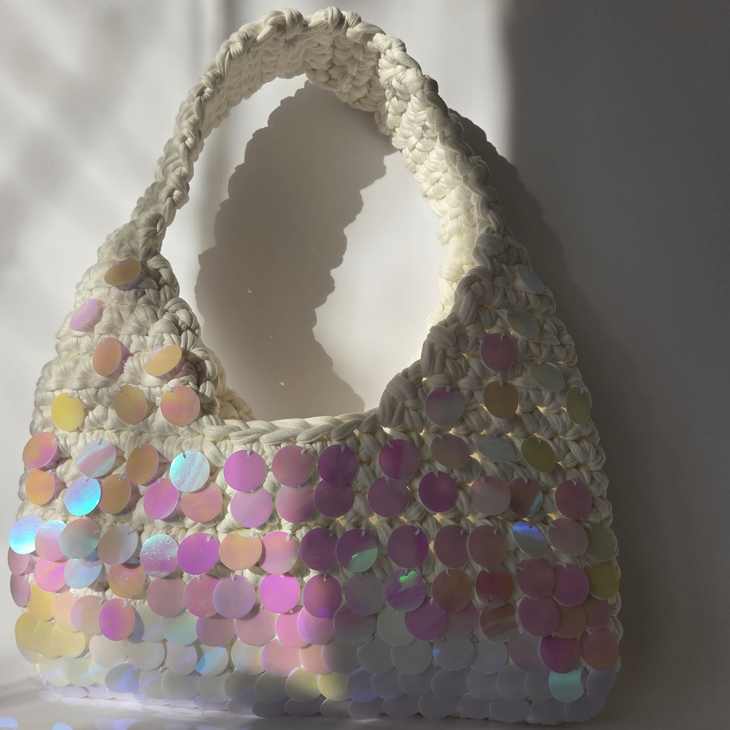 Aquamarine Shoulder Bag - White embellished
